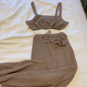 Taupe two piece knit set